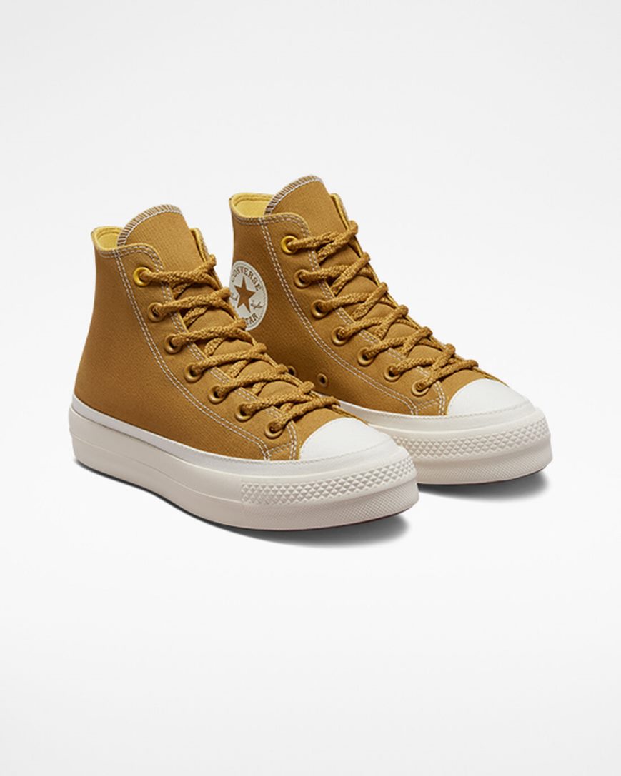 Zapatos Plataforma Converse Chuck Taylor All Star Lift Tonal Canvas Altas Mujer Naranjas Amarillo | PE 582047